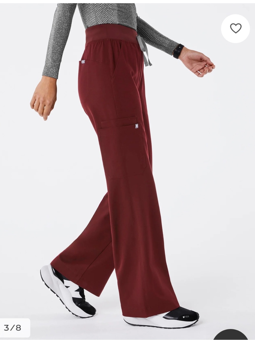 FIGS Isabel High-Ross Wide-Leg Scrub Pants in Burgundy